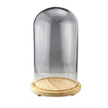 15*25cm Clear Glass Dome with Wood Stand Religious Home Decor Item