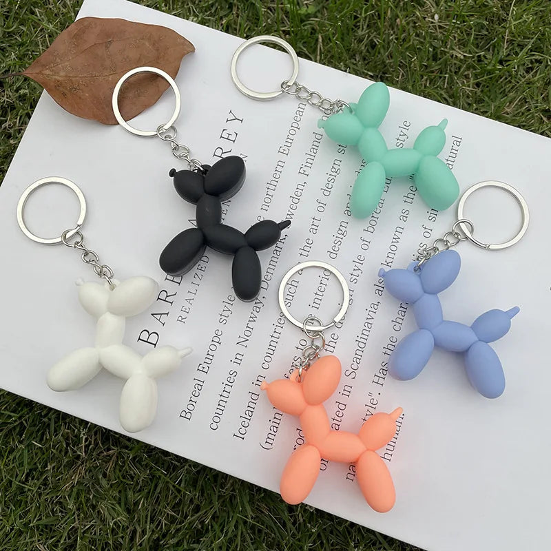 New Arrive Fashion Bag Accessories Women Cute Mini PVC Balloon Dog Keychain for Gift