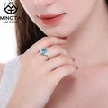 New Fashion Blue Gem Large Gemstone Rings Natural Swiss Blue Topaz Real 14k Solid Gold Ring