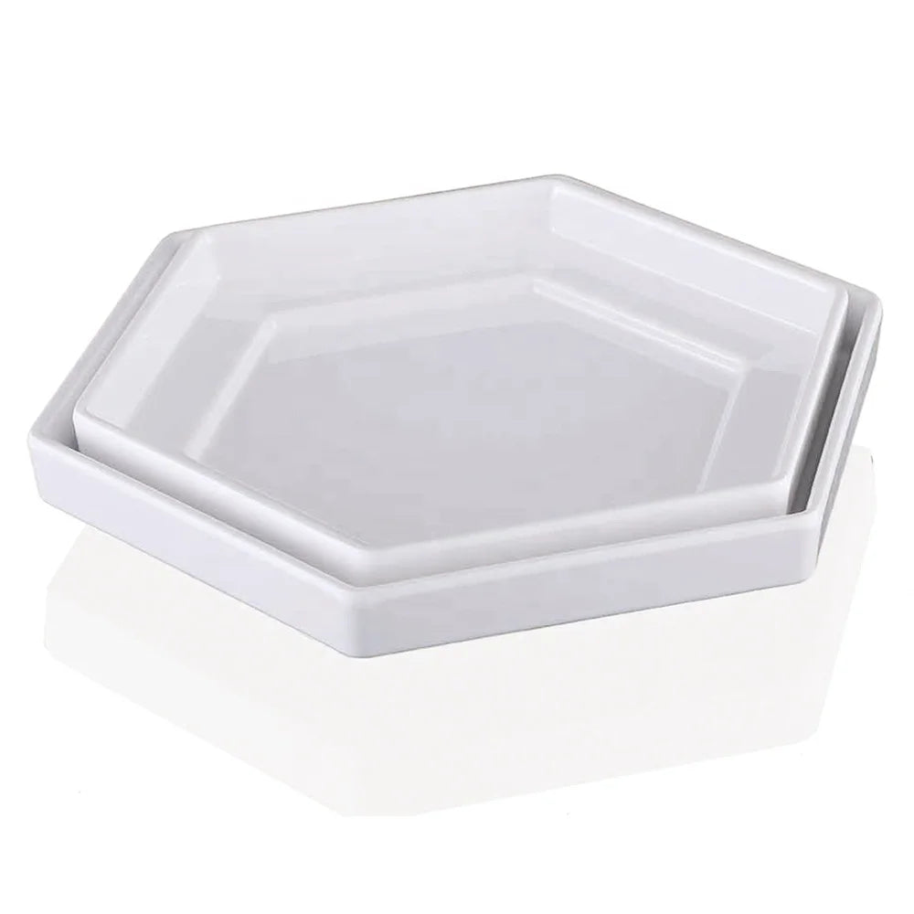 Wholesale Restaurant Dinnerware Hexagon 10 Inch Customized White Melamine Charger Plate
