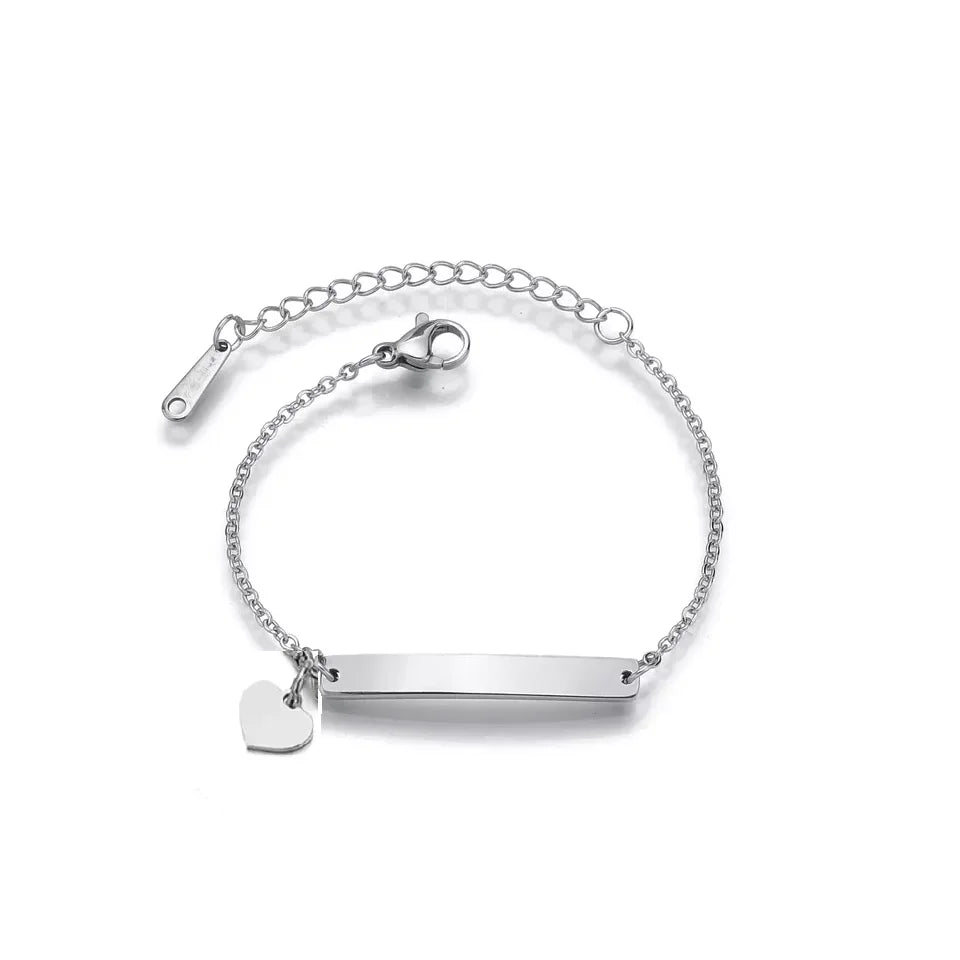 Personalized Customized Engraved Diy Custom Name Bracelet Stainless Steel Bar Bracelet