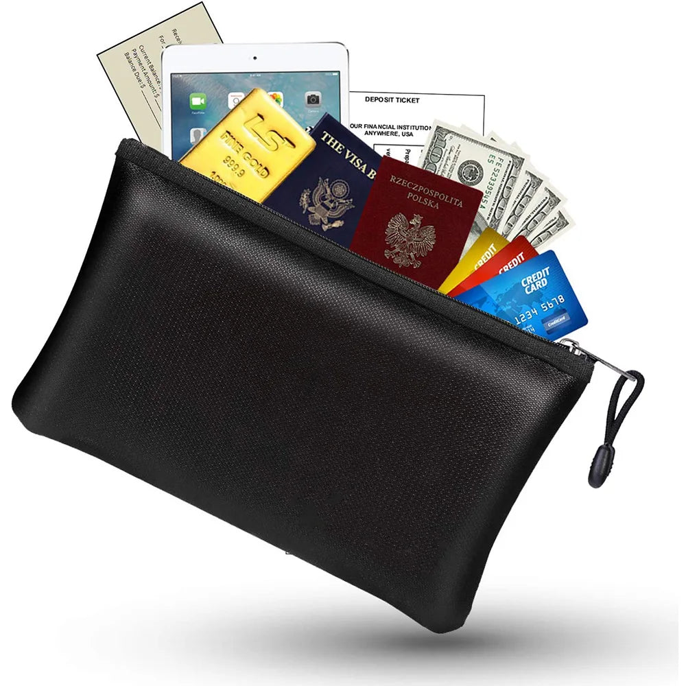 Fireproof & Waterproof Silica Gel Document Bag with Zipper Closure 550 Heat Resistance Accepts Custom Logo