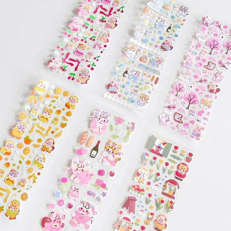 Vinyl Rainbow Foil Laser Holographic Glitter Bunny Toploader Photo Frame Deco Kiss Cut Planner Sticker Sheet