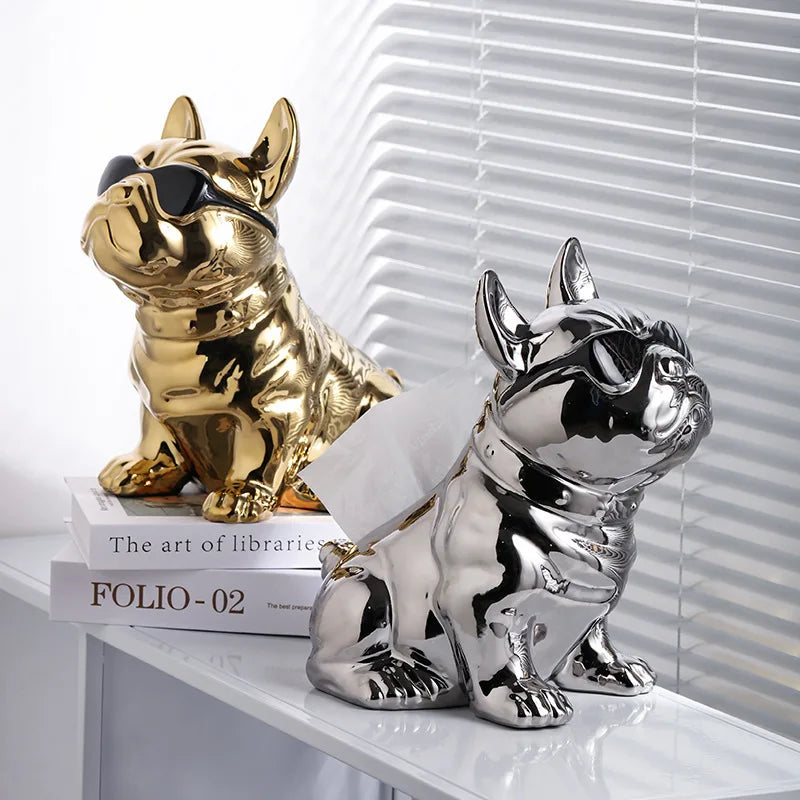 Wholesale Fashion Ceramic  Fadou Dog Tissue Box Can Be Customized for Home Decoration