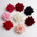 KH01 Wholesale Fabric Velvet Fake Red White Flower Rose Head Handmade Silk Rose Artificial Blue Flower Heads for Hair Decoration