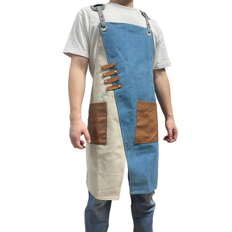 WeavWin Men's Industrial Cotton Canvas Work Apron Waterproof Waist Design with Pockets for Home Cleaning and Shop Work