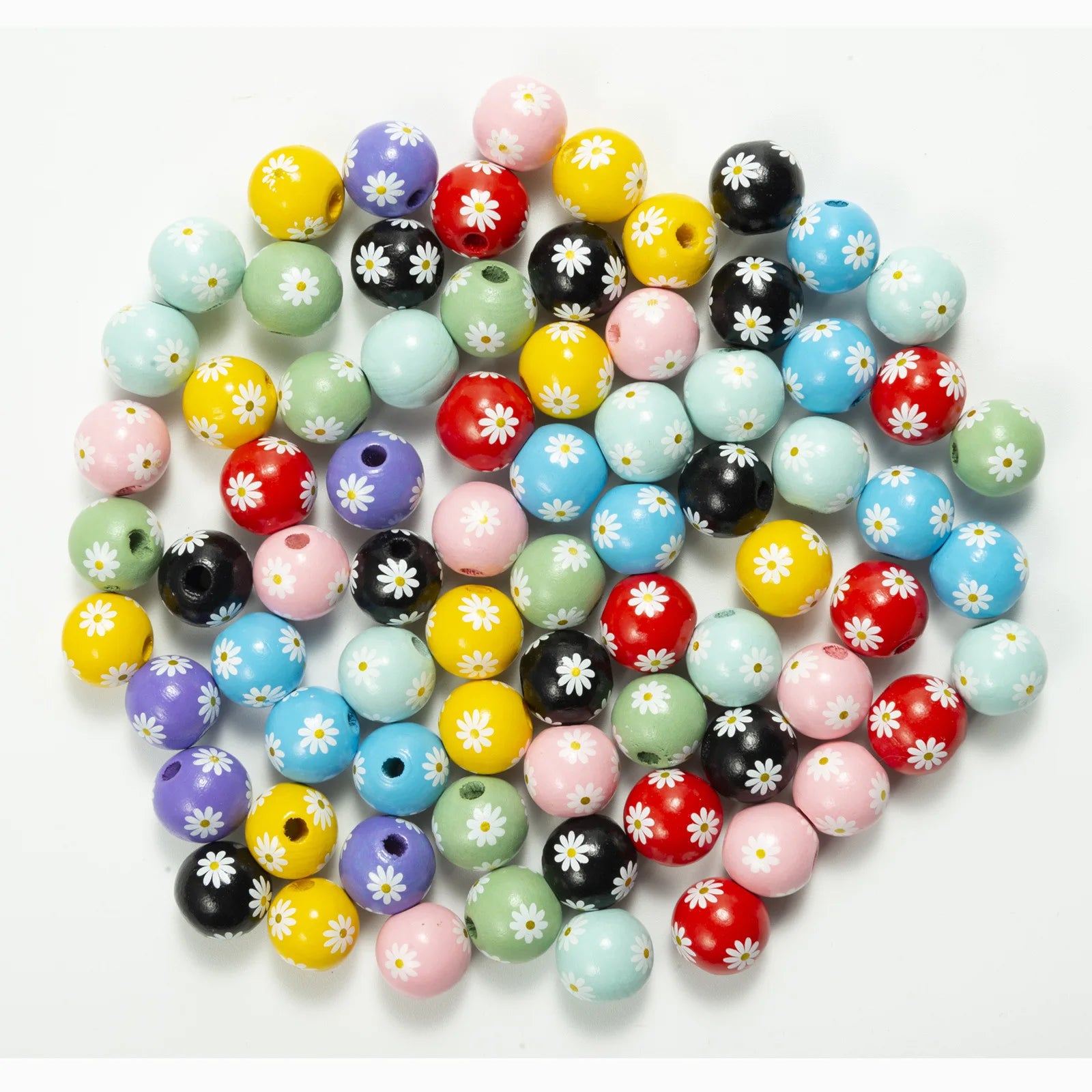 Colorful Springs Wood Beads for Children's DIY Jewelry Making Loose Wooden Beads Daisy Decoration for Craft Personalised Design