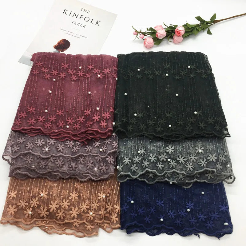Professional TR Cotton Custom Luxury Scarves Women Muslim Hijab Head Other Scarf Ethnic Pashmina Stylish Soft Lace Shawl