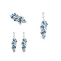 Abiding Fine Jewelry High End Luxury Cluster Sky Blue Topaz 925 Sterling Silver 3 PCS Flower Jewelry Set for Women