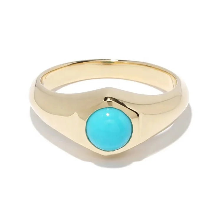 Gemnel 925 Silver Trendy Jewelry 18k Gold Vermeil Birthstone Signet Turquoise Band Rings
