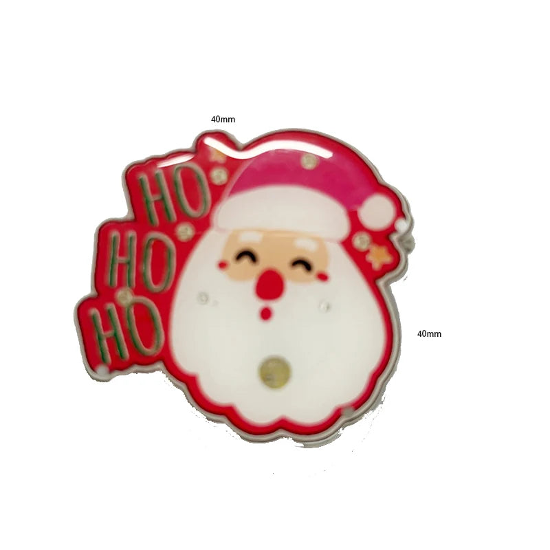 Christmas Flashing LED Light Pin Badge Fashion Style Santa Claus and Snowflake New Arrival Plastic Father Badge