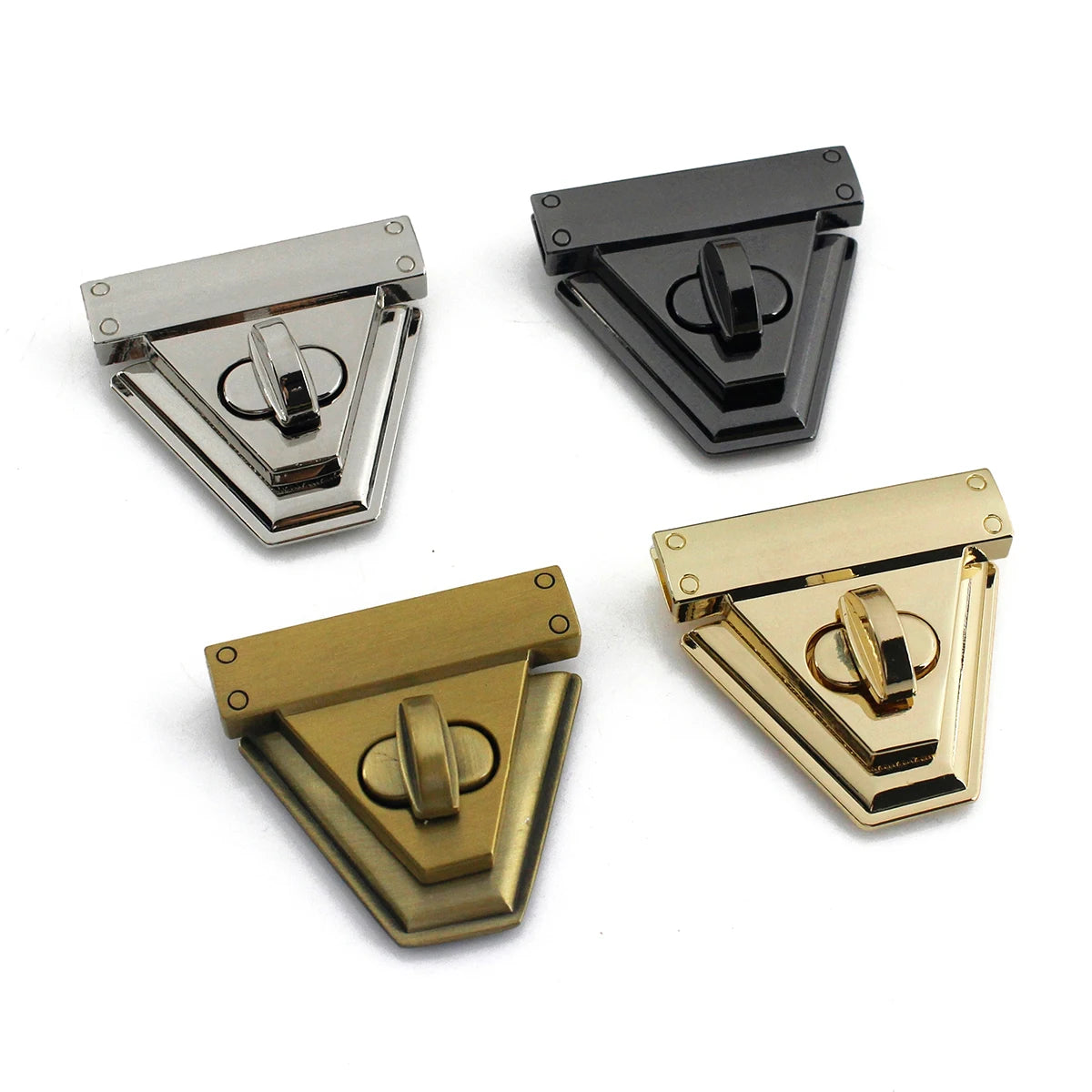 Cloxy DIY Metal Bag Accessory Triangle Turn Lock Twist Lock Clasp for Handbag Leather Bag Closure Triangle Metal Lock for Bag