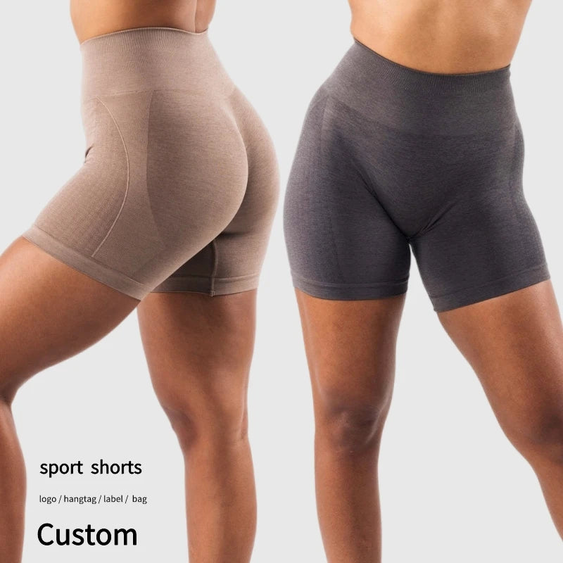 Wholesale Seamless Jacquard Yoga Shorts Scrunched Hip Lifting Biker Running Workout Shorts Abdominal Fit Custom Logo Gym Shorts