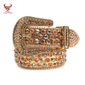 Manufacture Boys Rhinestone Cowboy Belts Bling Bling Snake Leather Rhinestone Rockstar Belt