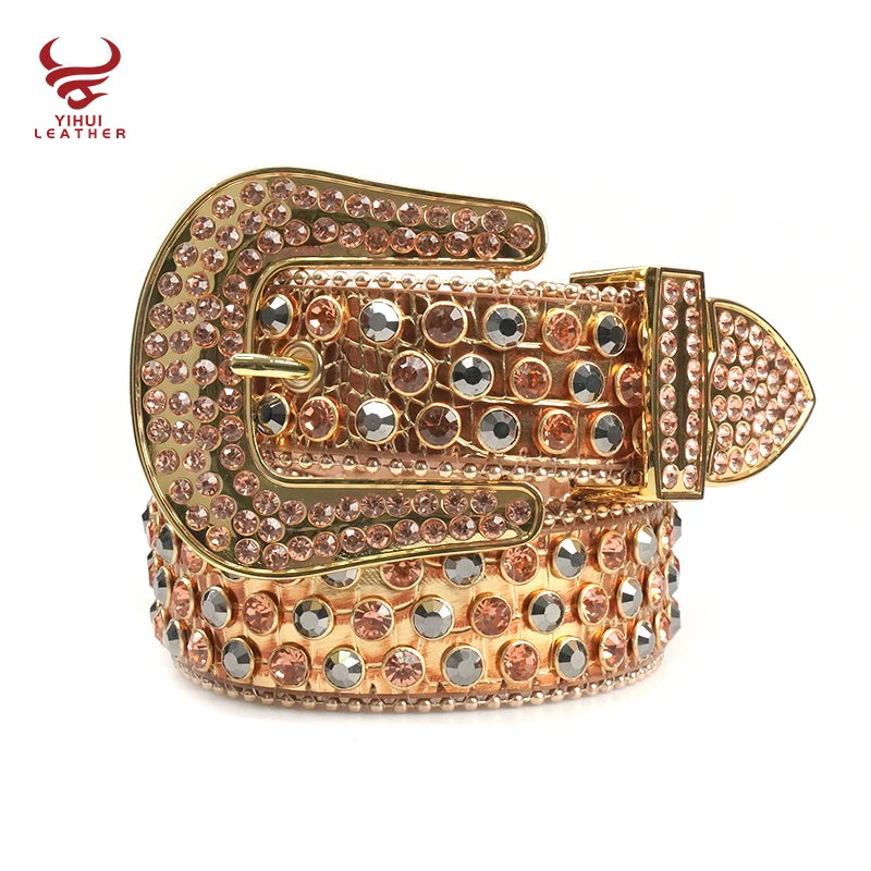 Manufacture Boys Rhinestone Cowboy Belts Bling Bling Snake Leather Rhinestone Rockstar Belt