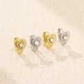 Ins Fashion 925 Silver Vertical Grain Peach Heart Earring Jewelry Heart Diamond Zircon 18k Gold Plated Hoop Earrings for Women