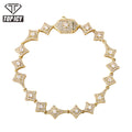 2022 New Arrival  Hip Hop 10mm Tennis Necklace Rhombus Full Diamond Chain Bracelet 18k Gold Plated Diamond Necklace Bracelet