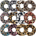 12pcs Leopard ZIP Velvet Fashion Customizable Hair Scrunchies with Pocket Soft Elastic Durable Zipper Ties for Women Girls