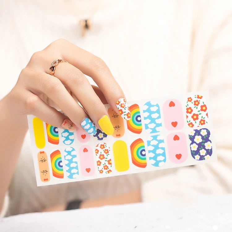 Stripes Huizi Wraps Custom Design Colorful Nail Polish Strips Nail Art Beauty Customized Logo Acceptable Easy Apply Excellent