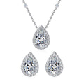 Hot Selling Luxury Bridal Jewellery Pear Cut 5A Cubic Zircon Real 925 Sterling Silver Jewelry Set for Women Gifts
