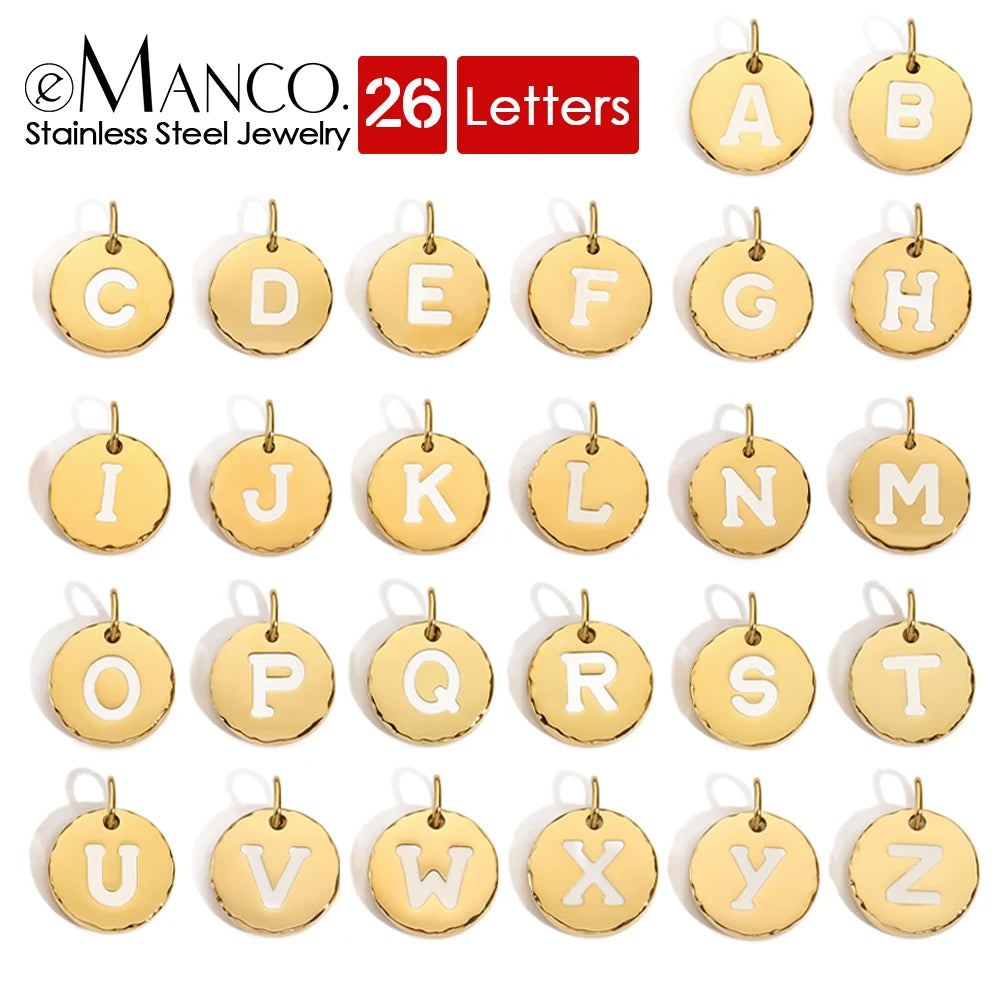 EManco Bulk Stainless Steel Gold Alphabet Capital  Arabic A-Z  Letters Metal  Initials Pendant Charm  for Jewelry Making