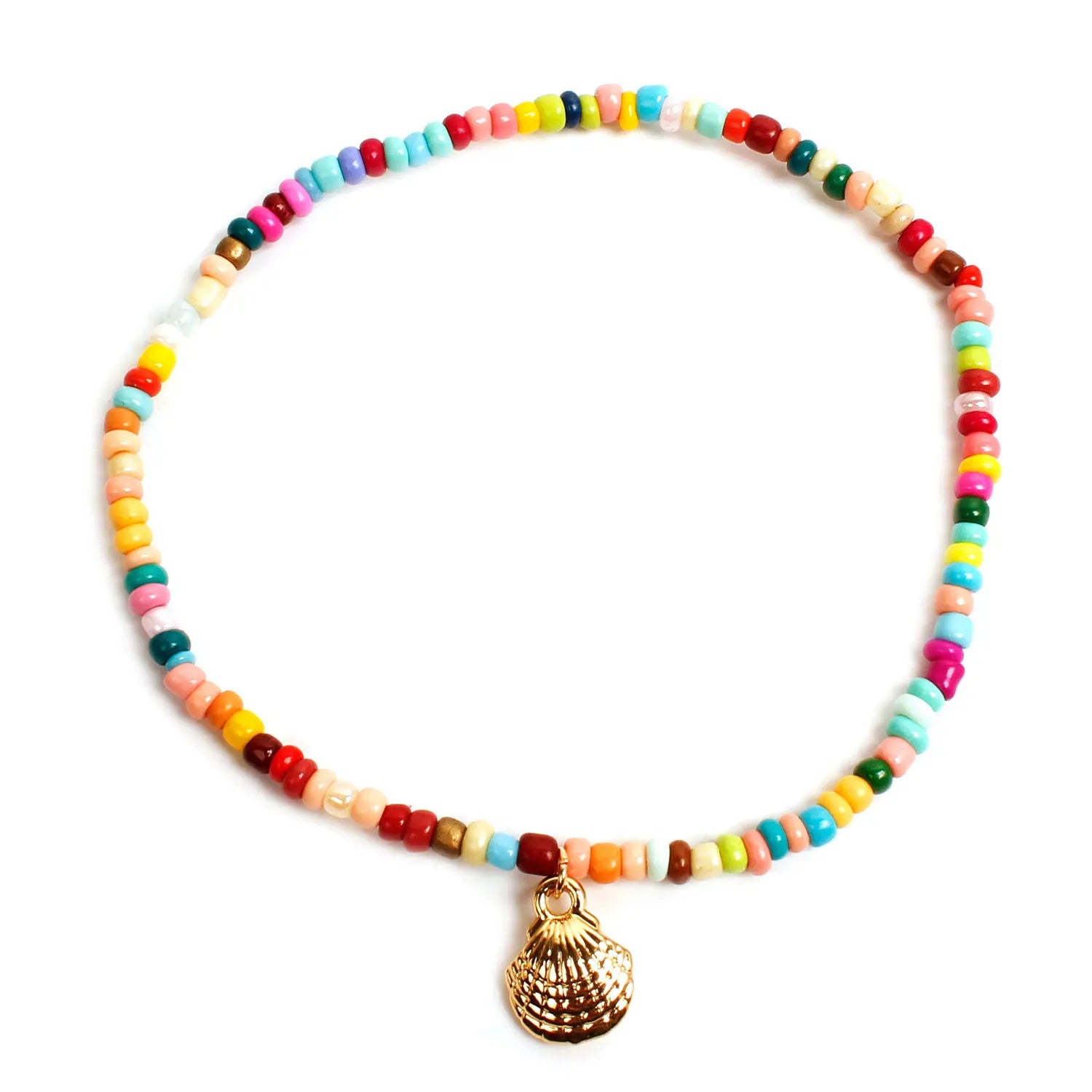 Bohemian Seed Glass Bead Beach Shell Pendant Ankle Bracelet GAB004