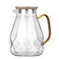 Hot Selling 1.5L/1.8L Diamond Texture Glass Teapot With Bamboo Lid  Hot Cold Water Jug Transparent Coffee Pot With Handle