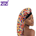 African Print Satin Hair Bonnet for Women Long Hair Dreadlocks Custom Logo Luxury Night Sleep Cap