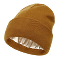 Custom Logo Embroidered Satin Lined Knit Beanie Hats Soft  Winter Knitted Hats for Women Men