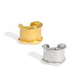 WMEA540 Wide S925 Sterling Silver Ear Cuff Non Pierced Clip Earrings Wavy Sand Blasting Made