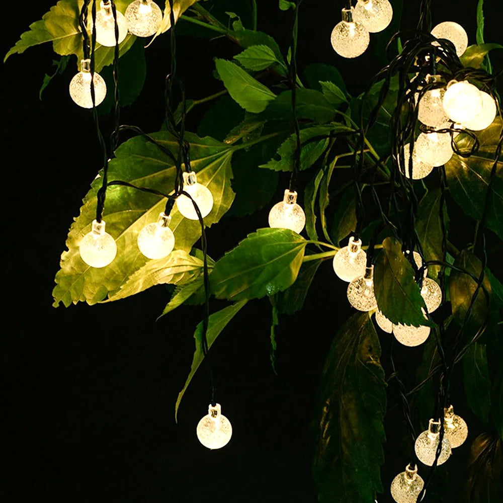 Durable and Colorful 200 Lamp Beads Waterproof Holiday Solar Bubble String Lighting
