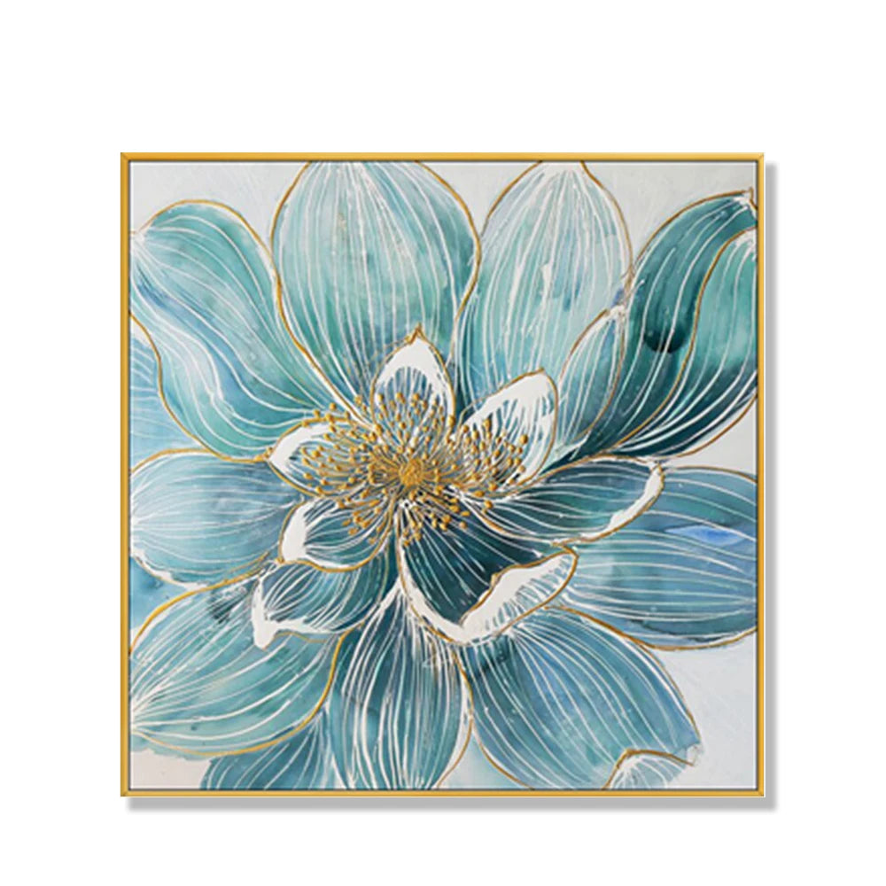 Skillful Artist Hand-Painted High Quality Modern Gold Lotus Oil Painting Canvas Gilt-edged Water Lily Landscape OSMART Brand MegaBDM