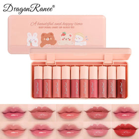 Dragon Ranee 10pcs /set Matte Lip Glazed Lip Gloss Moisturizing Lip Glaze Glass Waterproof No Blooming