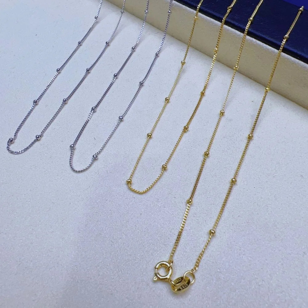 N54  60cm Silver Chain Adjustable Manufacturer  925 Sterling Silver Gold Plated Chain S925  Necklace Silver Jewelry