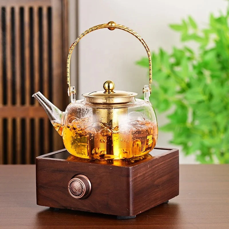 Copper Handle  Steel Leakage High Borosilicate Glass Tea Set for Boiling Tea in a Furnace