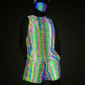 Hi Viz Night Sports Gym Outwork Fitness Snake Skin Pattern Reflective Overalls Shorts Sleeveless Vest Outfits Club Fashion Wear
