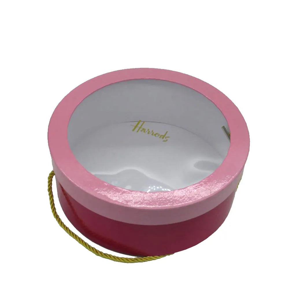 Valentine's Day Luxury round Kraft Paper Presentation Gift Box with PVC Window for Flowers