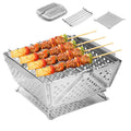 Backpacking Stainless Steel Grate Barbeque Grill Portable Foldable Camping Grill with Legs Foldable Barbecue Grill