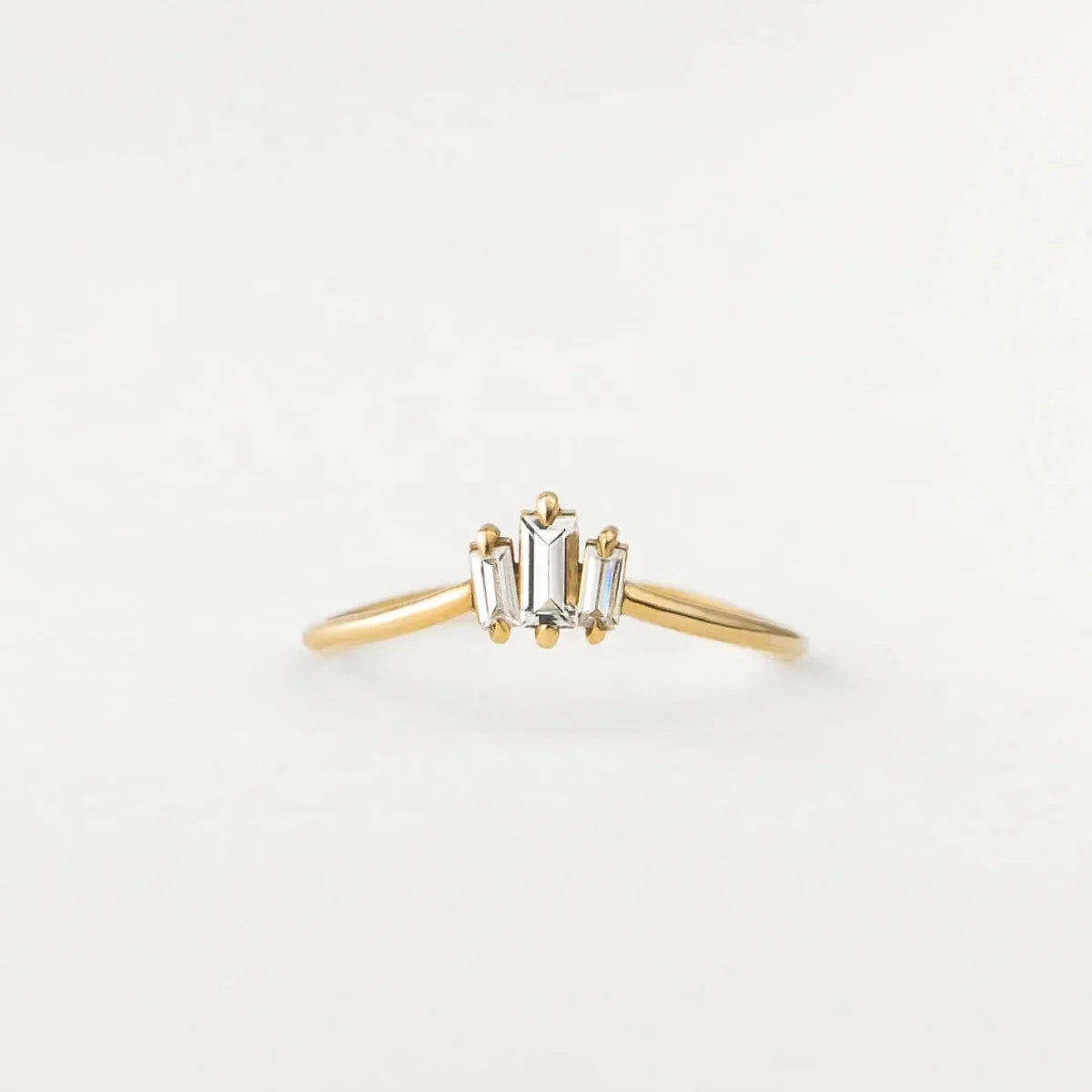 LOZRUNVE 925 Sterling Silver Fine Jewelry Stackable Baguette Crystal Ring Women