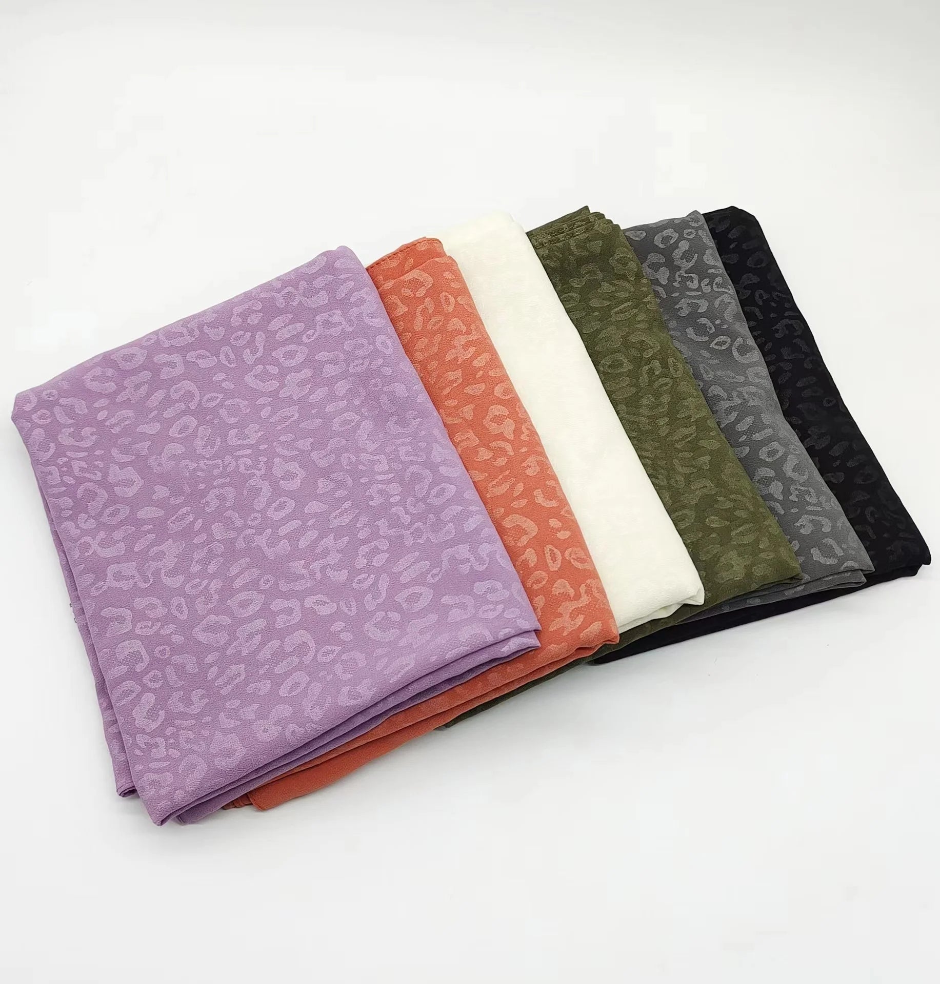 Zifeng OEM Floral Print Turban Headband New Malaysian Leopard Embossed Scarf Pearl Chiffon Hijab