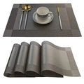 Easy to Clean Heat Insulation Stain-Resistant Woven Vinyl Table Mats PVC Placemat (gold/siliver)