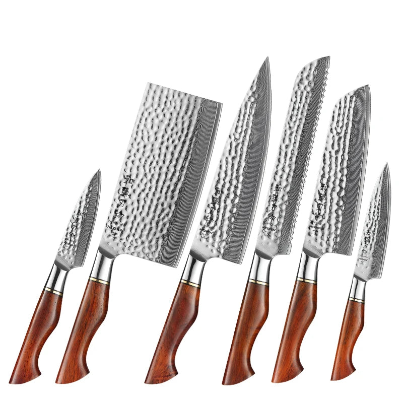 Powder Steel Kitchen Knives 6PCS 73 Layers Damascus Powder Steel Kitchen Knife Set