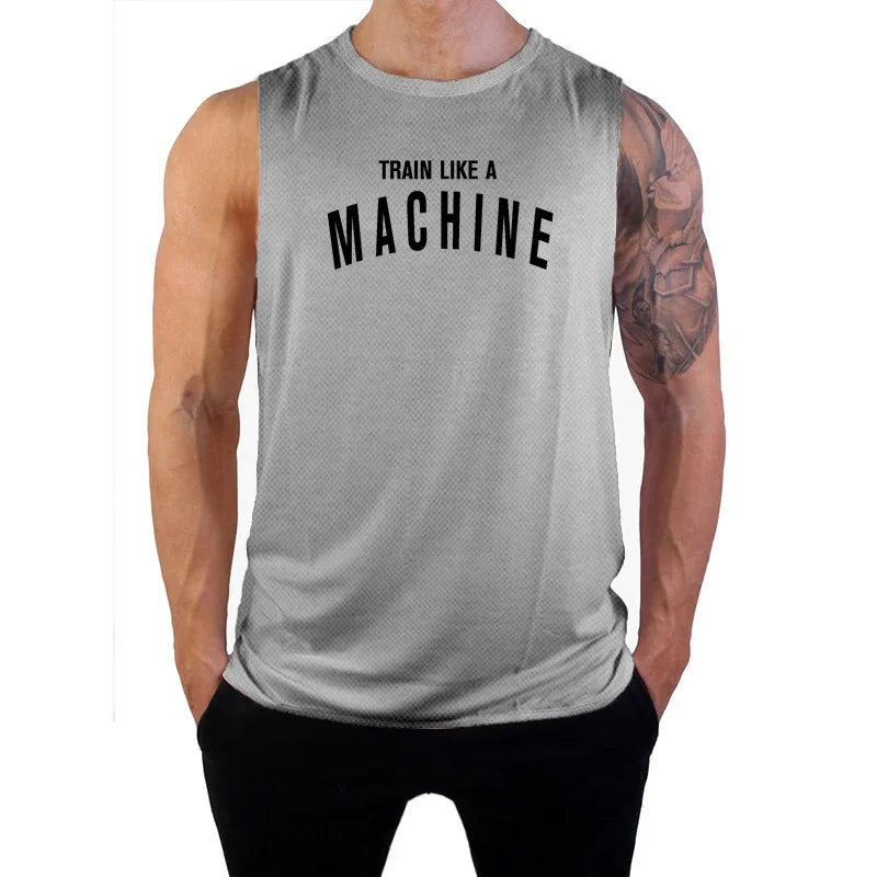 Summer Gym Tank Top Mens Fitness Clothing Quick Dry Loose Bodybuilding Sleeveless Shirts Men Fashion Basketball Training Vest