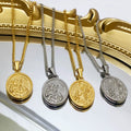 Hot Sell 18K Gold St Gabriel Pendant Oval Medal Charm Stainless Steel Religious Amulet Archangel Raphiel Pendant Necklace