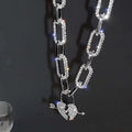 Best-Selling Hip-Hop Diamond Geometric Chain Necklace Love Heart Lock Pendant Necklace for Women Fashion Necklace 2021 Trendy