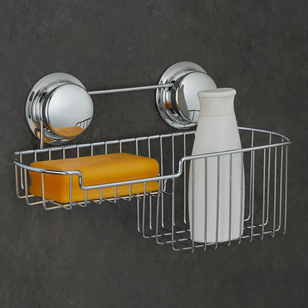 Wall Mount Bath Shampoo Soap Holder Shower Caddy Bathroom Corner Shelf Shower Basket