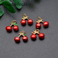 Wholesale Fashion Jewelry New Style Gold Plated Enamel Cute Fruit Cherry Charm for Earring Bracelet Necklace Making