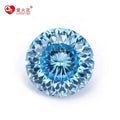 All Sizes Bird's Nest Cut Cz Gems Round Brilliant Firework Cut Cubic Zirconia Aquamarine Color Synthetic Cz Zircon Stone