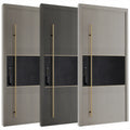 Yohome Luxurious Design High Gloss Metal Panel Inlay Solid Core Pivot Swing Door Timber Pivot Door White Oak Pivot Door