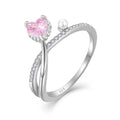 Minimalist Luxury Fashion Fine Jewelry 925 Silver Heart Zircon Pearl Ring for Women Valentine's Mother's Day Wedding Band Gift